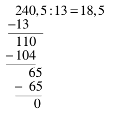 Mathematische schriftliche Division mit Rest null.